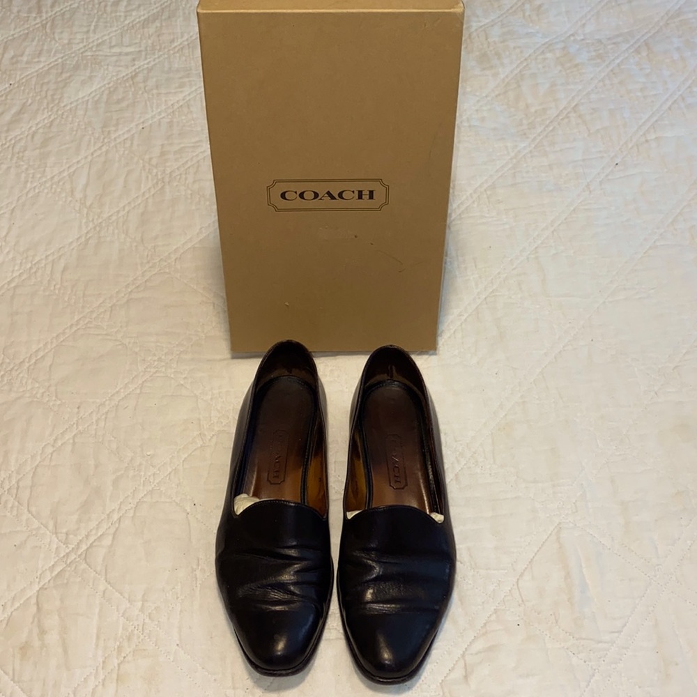 Vintage Coach black leather loafers